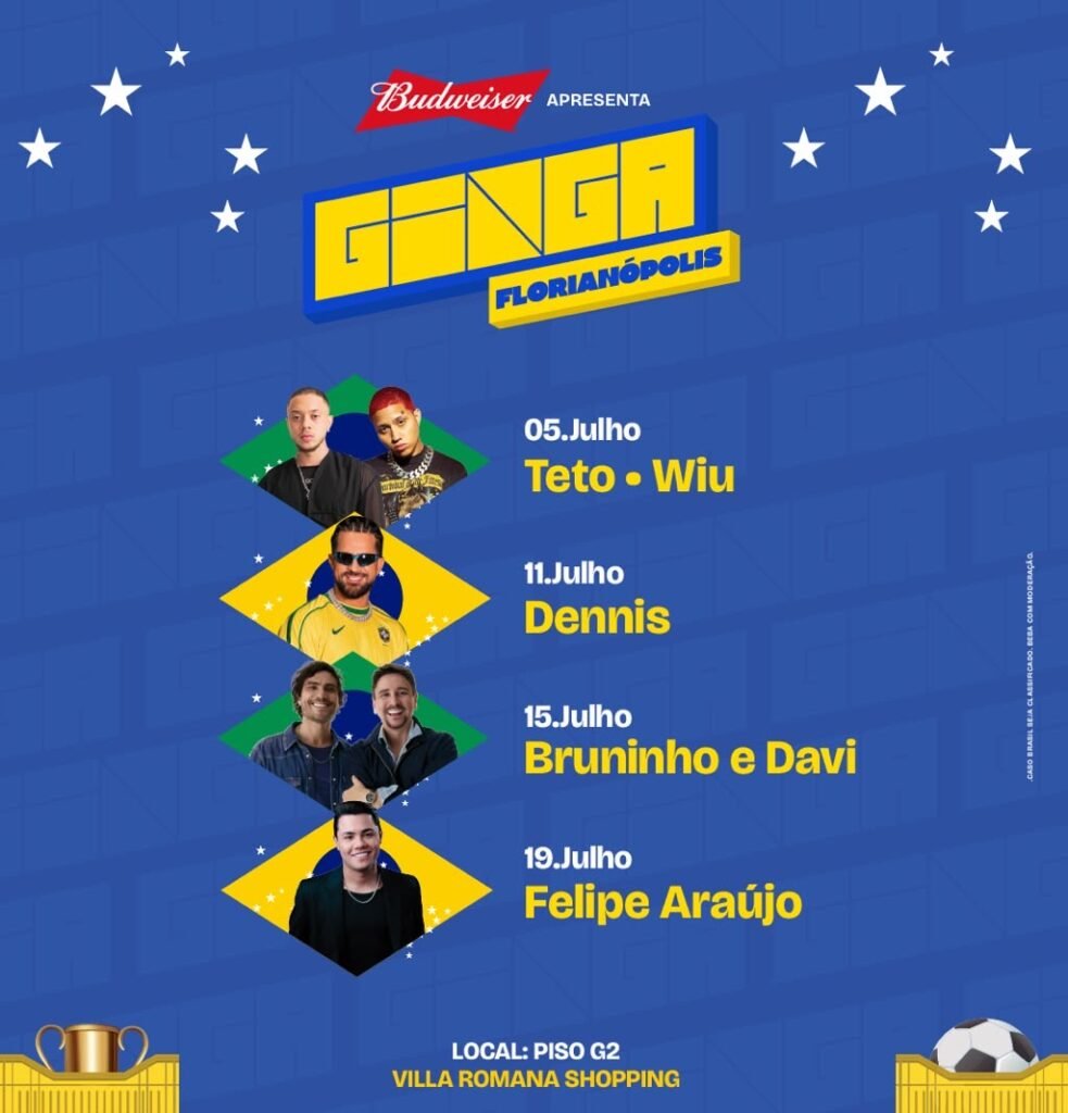 Ginga Floripa 2026 - Show Teto e Wiu 3 GINGA FLORIPA VILLA romana shopping
